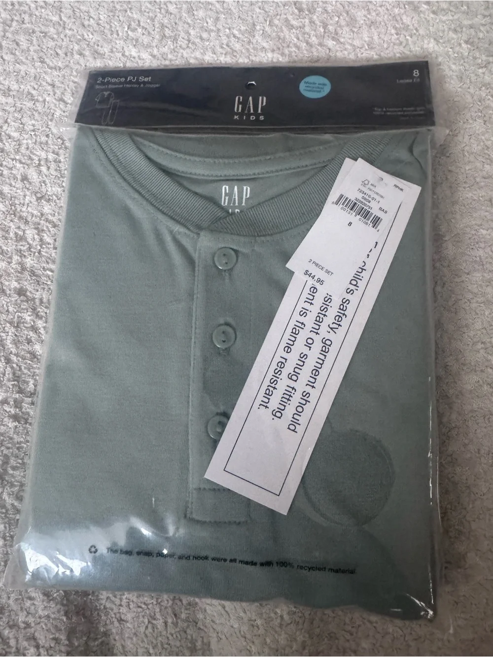 GAP Kids Short-Sleeve Henley and Jogger Pajama Set - Gasoline Green